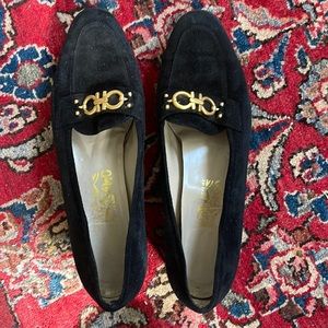 Salvatore Ferragamo Black Velvet Loafers Sz 10